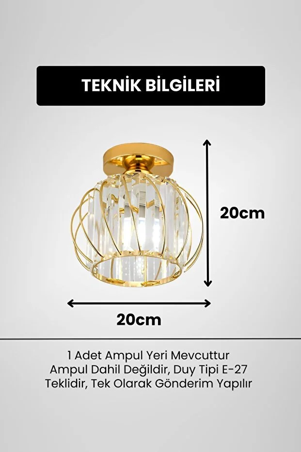 Bella Luce Model Gold Kaplama Kristal Taşlı Metal Gövde Modern Her Alana Uygun Lüx Plafonyer Avize